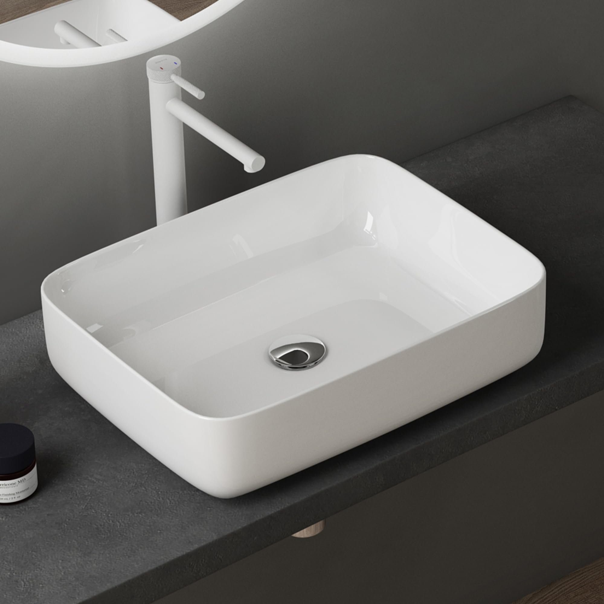 doporro Aufsatzwaschbecken Keramik Waschbecken Gäste WC Handwaschbecken Waschtisch Brüssel106