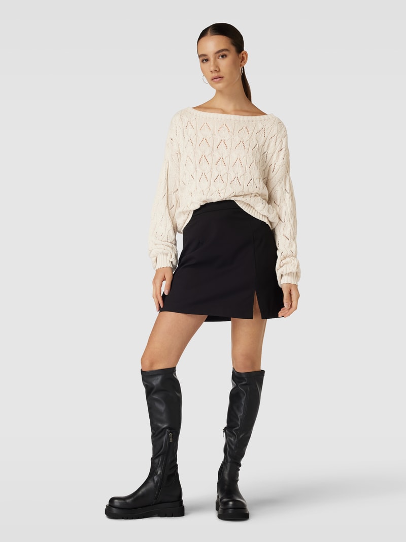 Strickpullover mit Lochstickerei Modell 'Brynn life' in sand
