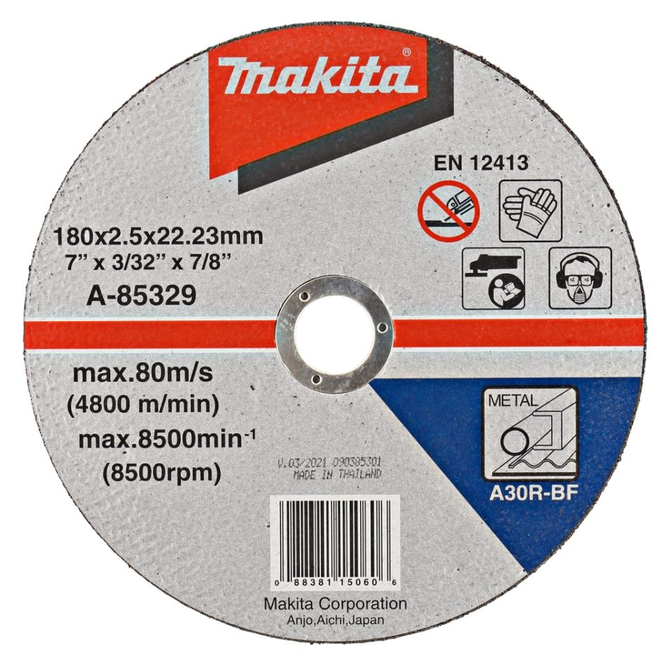 Disc de tăiere metalic Makita Accessories A-85329 180 x 22,2 mm 1 bucată