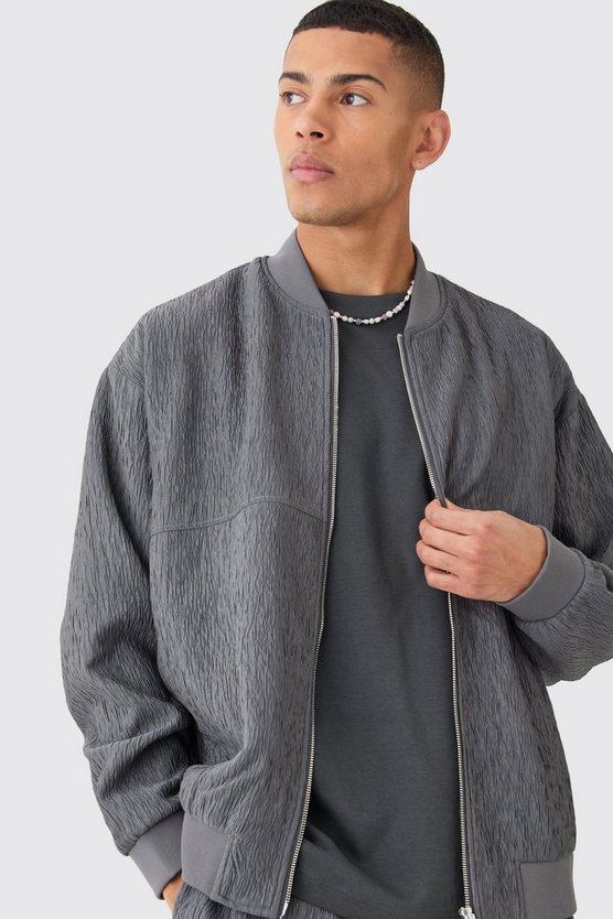 Smarte strukturierte Satin-Bomberjacke