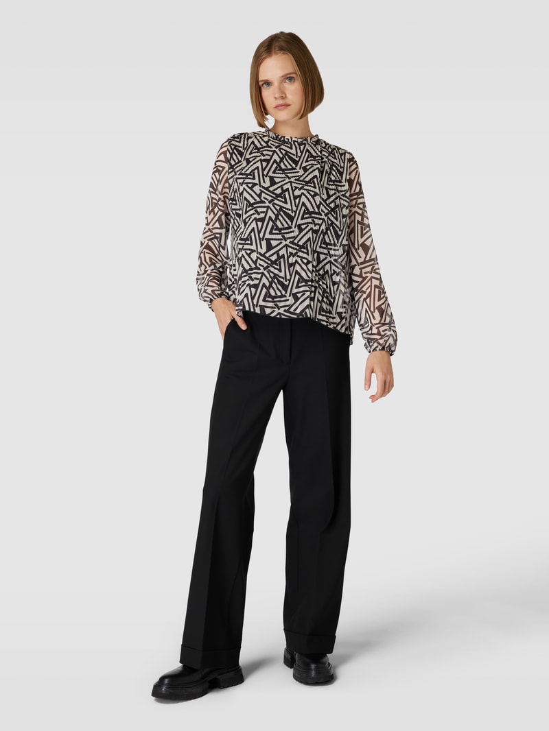 Bluse mit Allover-Muster in schwarz