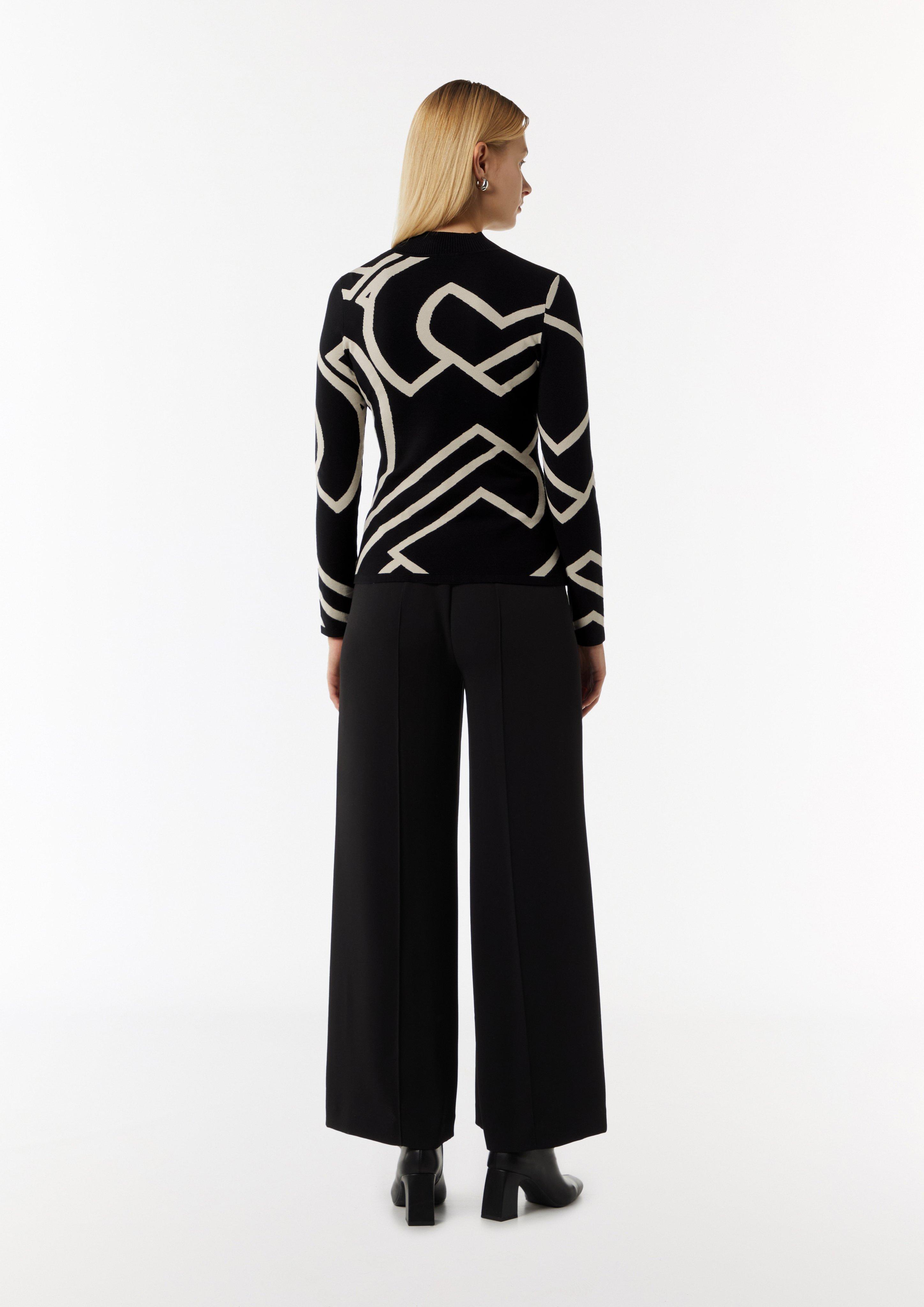 Strickpullover mit Logo-Design - schwarz