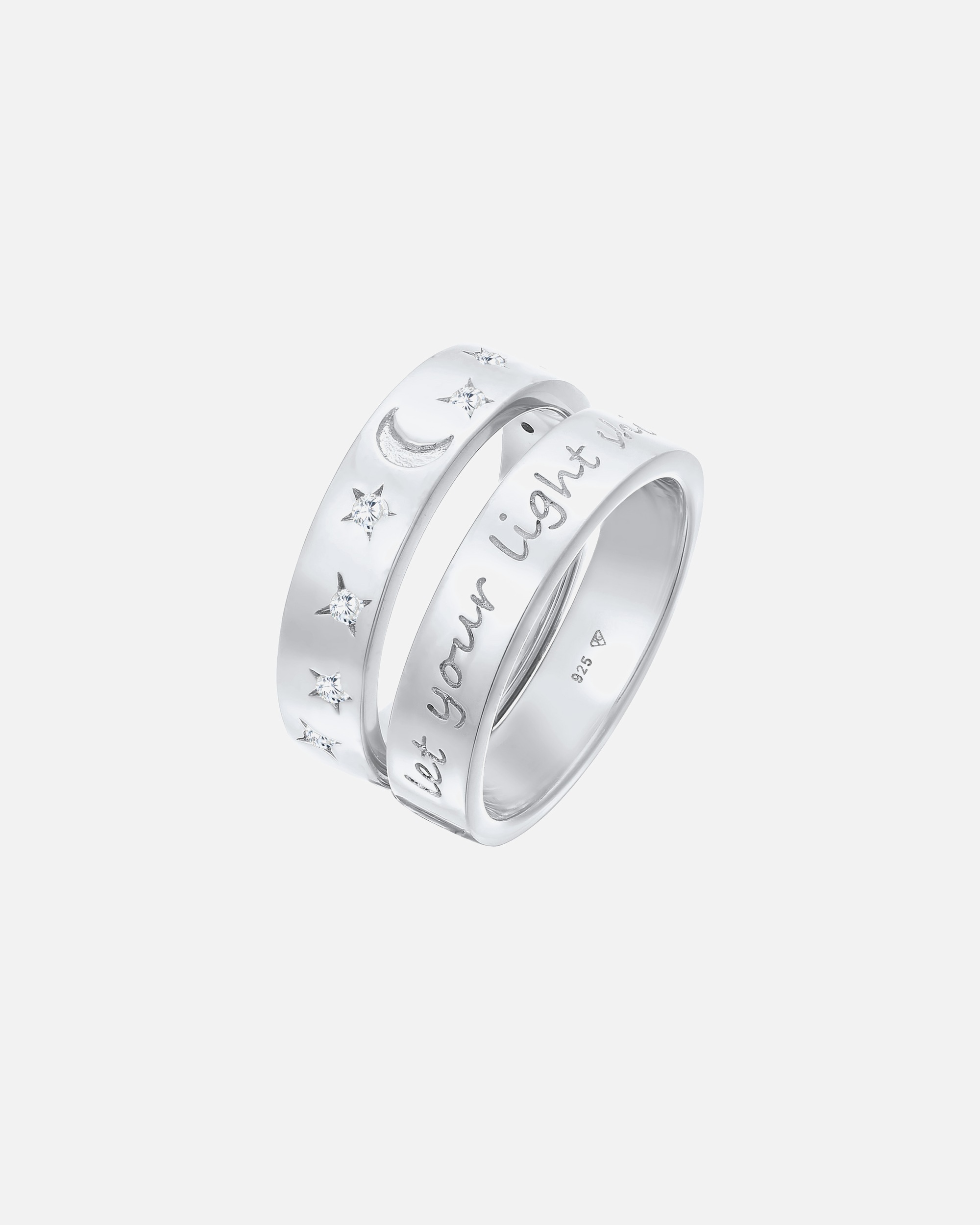 Bague Elli Astro pour femme, deux pièces, avec cristal de zircone cubique, en argent sterling 925