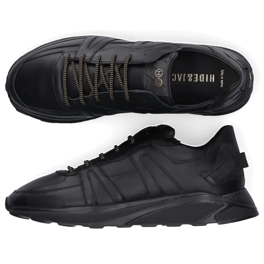 Hide & Jack - Sneaker low RUNNING JET Kalbsleder Logo schwarz - schwarz
