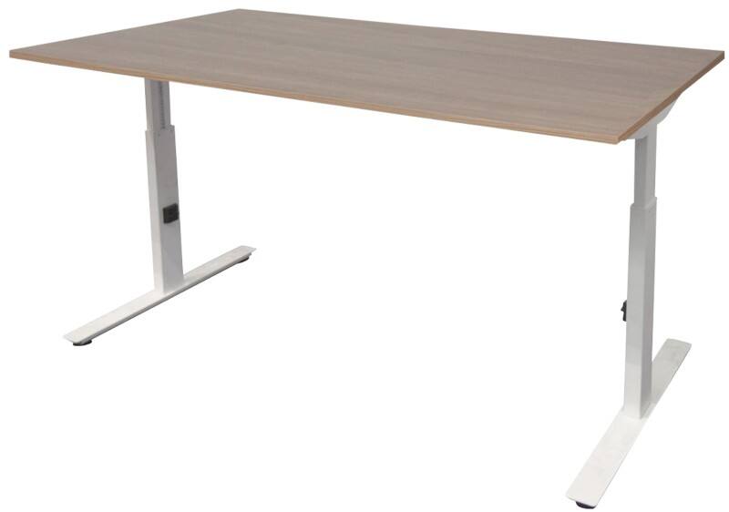 Schaffenburg Höhenverstellbar Sitz-Stehschreibtisch Rechteckig Kirsche Holz Weiß T-Fuß 1.200 x 800 x 855 mm