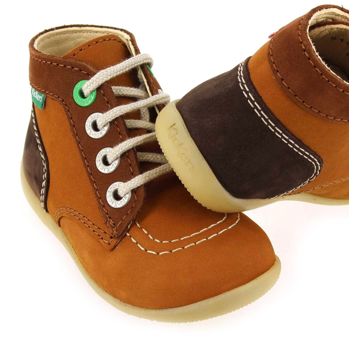 Kickers  BONBON 2 TRICOLORE H21 - Camel marron
