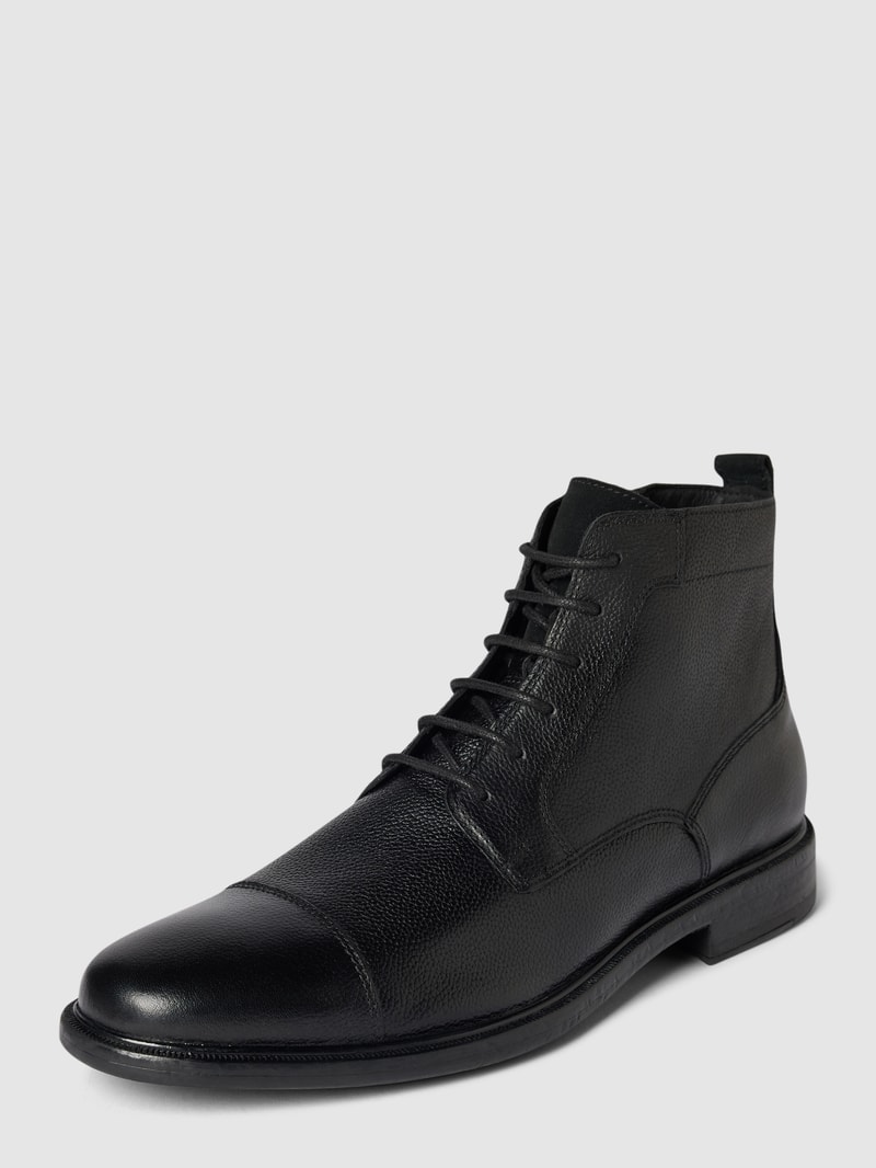 Schnürboots aus echtem Leder Modell 'TERENCE' in schwarz