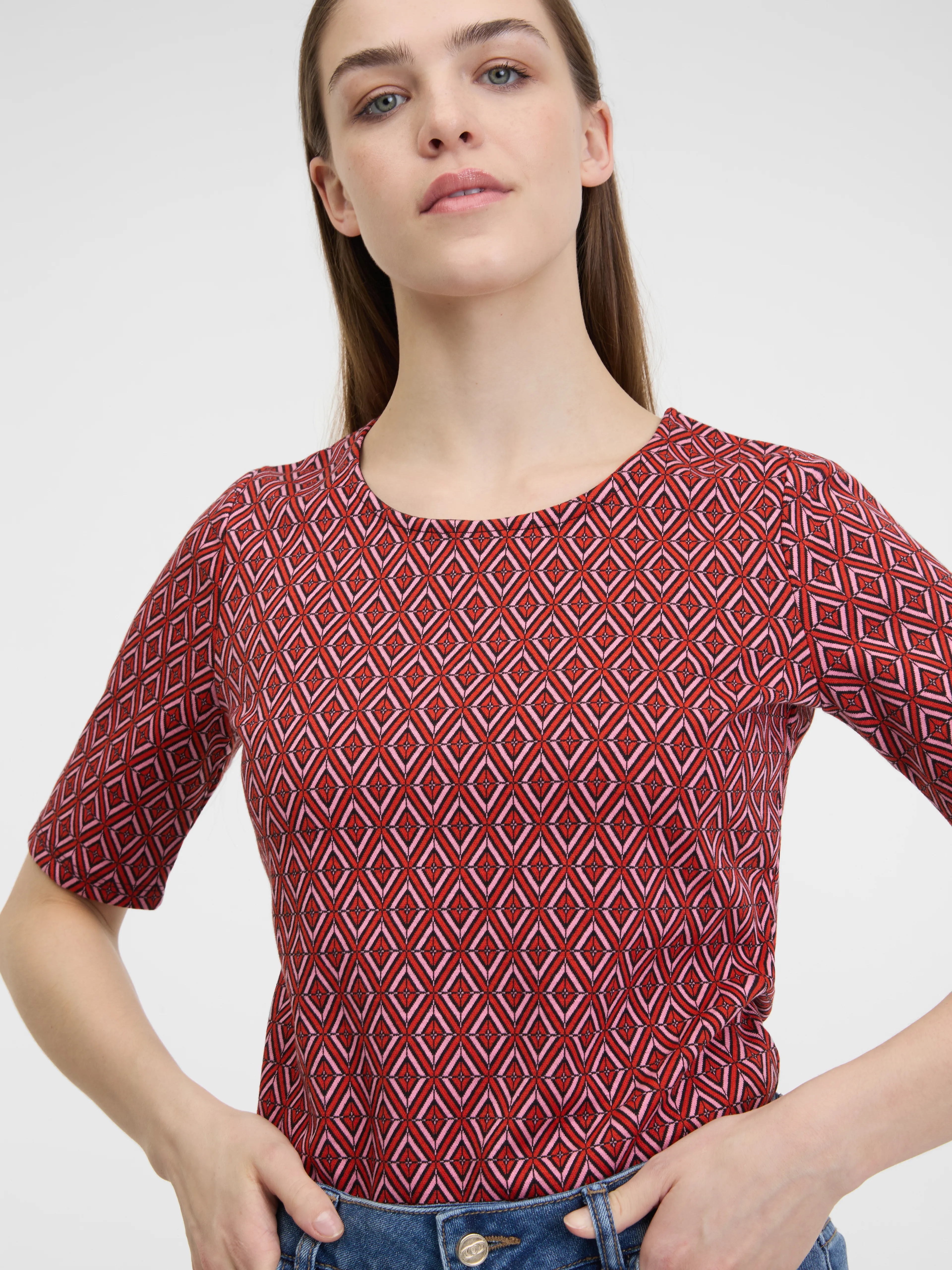 Rotes gemustertes Damen T-Shirt ORSAY