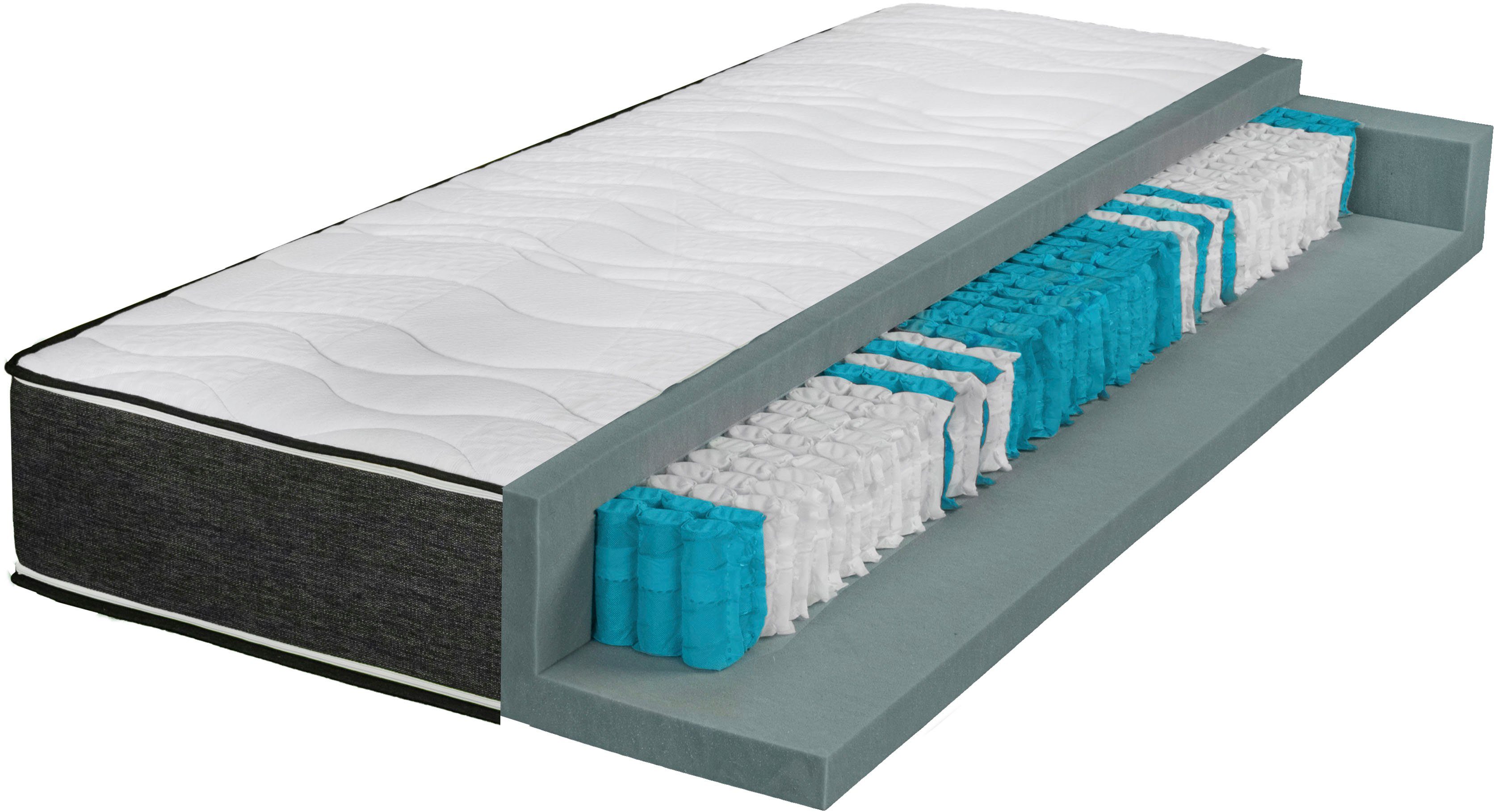 Boxspringmatratze TFK 1000 Variant, Breckle Northeim, 25 cm hoch, 7-Zonen Tonnentaschenfederkern, mit farbigem Border, Made in Germany