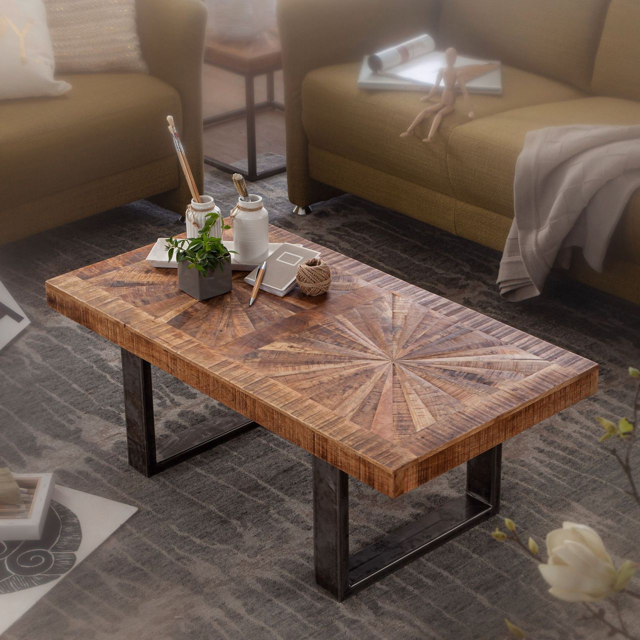 Wohnling Couchtisch 105 x 55 x 40 cm Braun