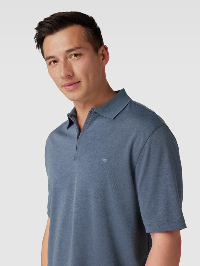 Poloshirt mit Reißverschluss in rauchblau