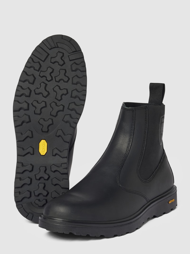 Ankle-Boots mit Label-Print in schwarz