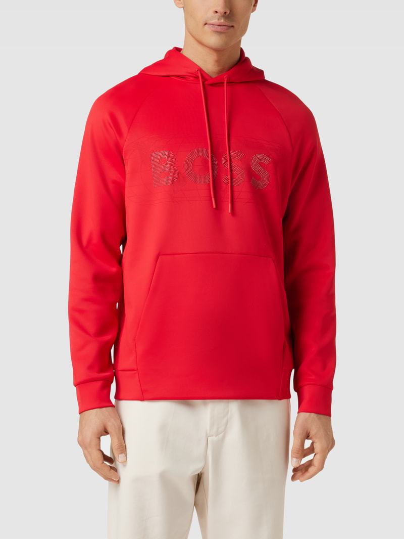 Hoodie mit Label-Detail Modell 'Soody' in kirschrot