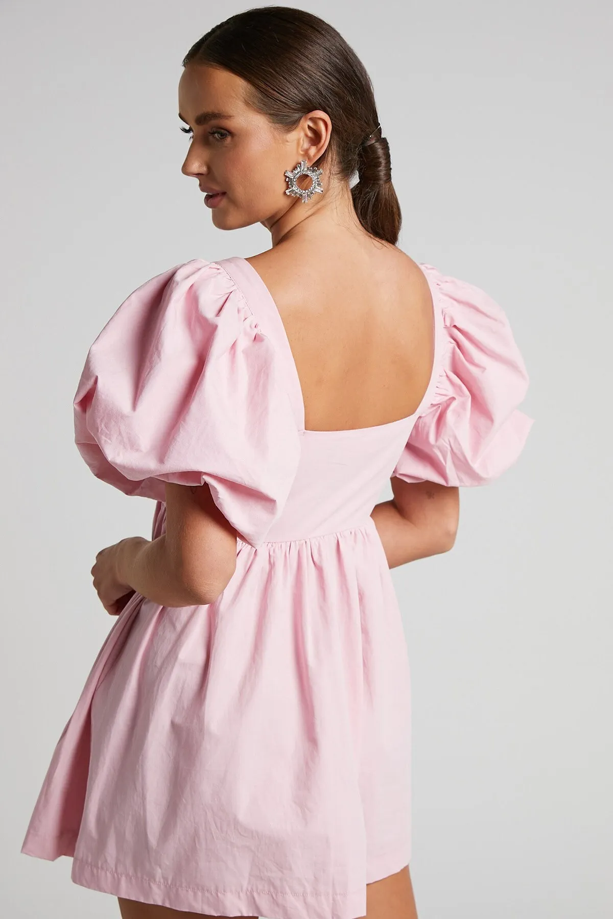 Madmext  Rosa Herzkragen-Ballonärmel-Damenkleid Mg1620