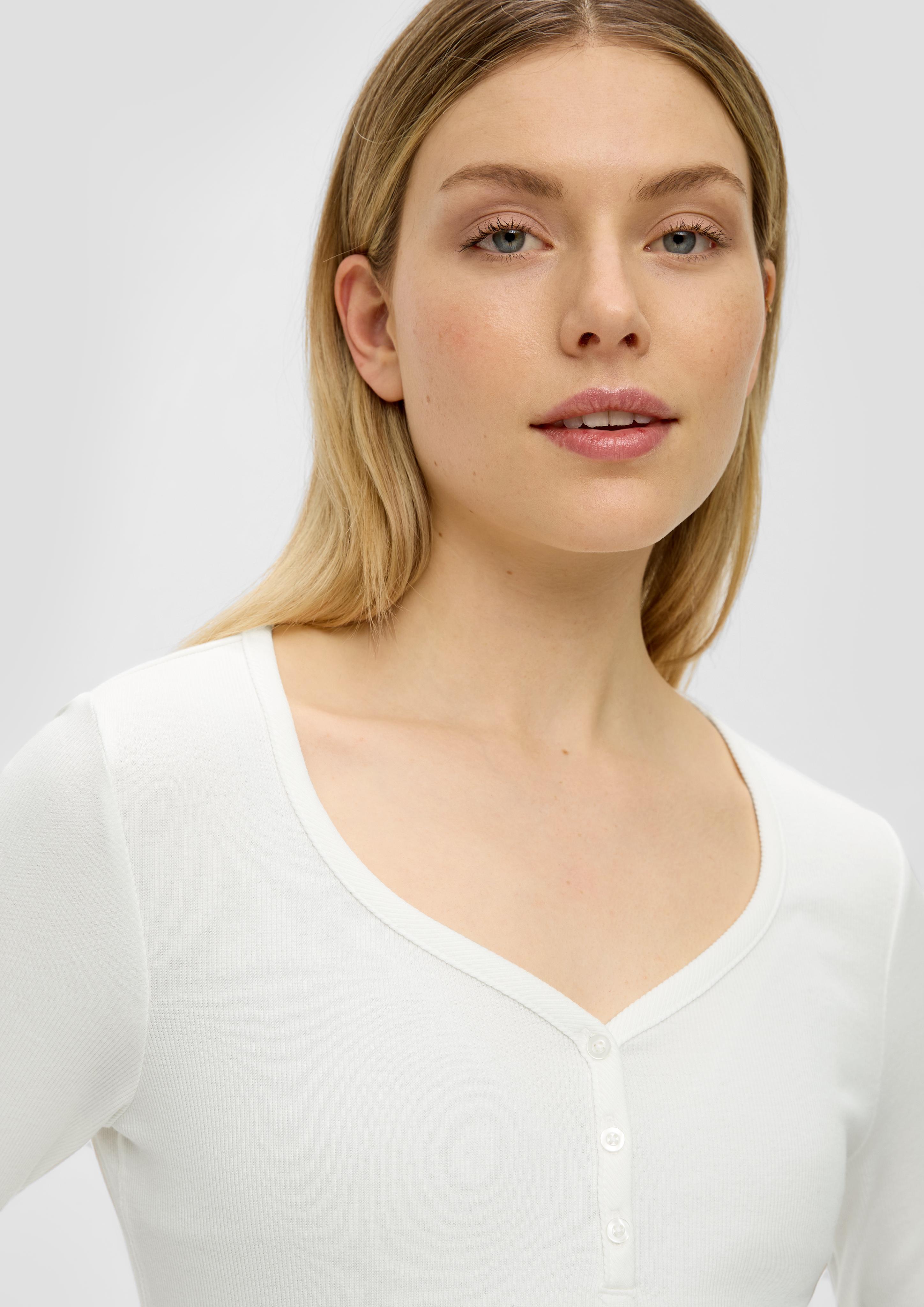 Rippshirt mit Knopfleiste  2145528-0210