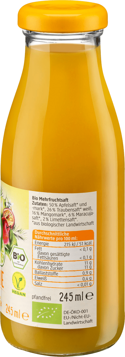 Smoothie, Apfel, Limette, Mango & Maracuja, 245 ml