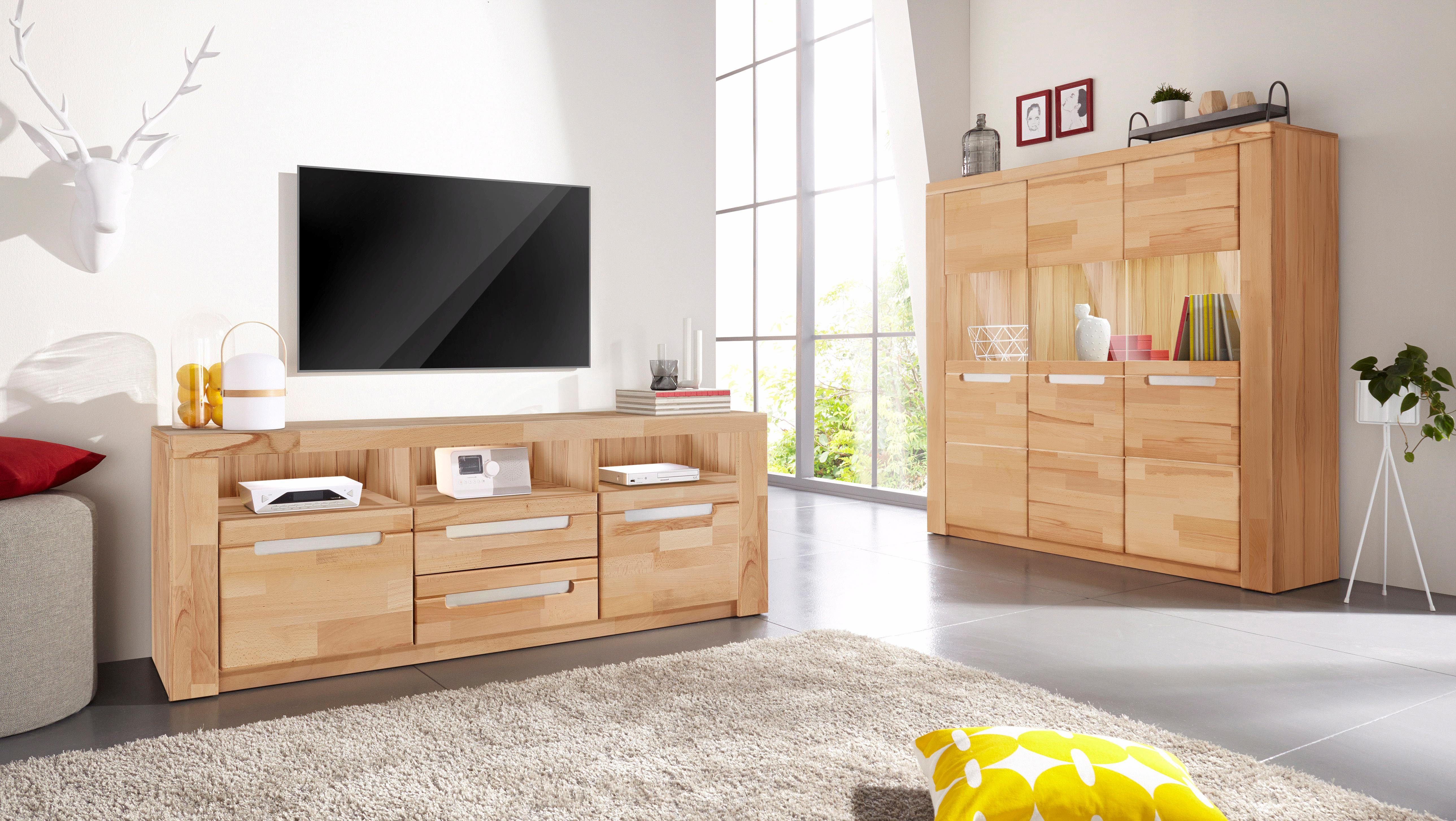 Woltra Highboard Kolding, Breite 140 cm mit 3 Glastüren
