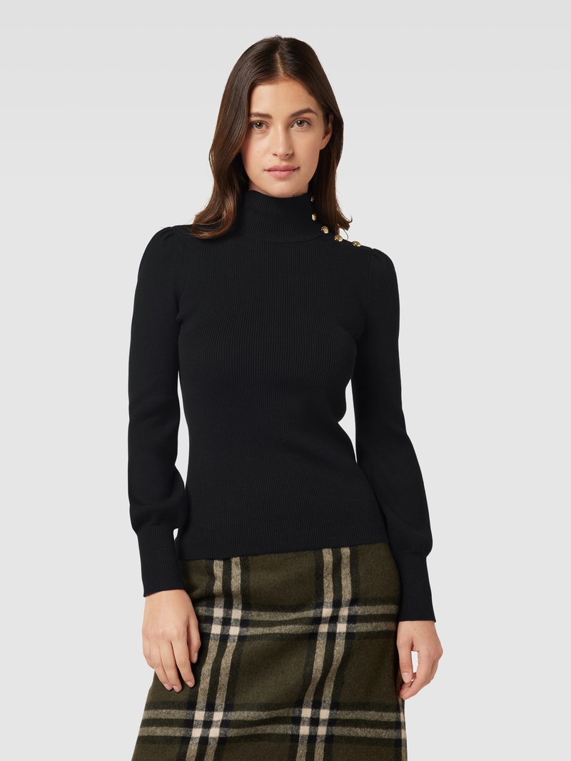 Strickpullover mit Rollkragen in schwarz