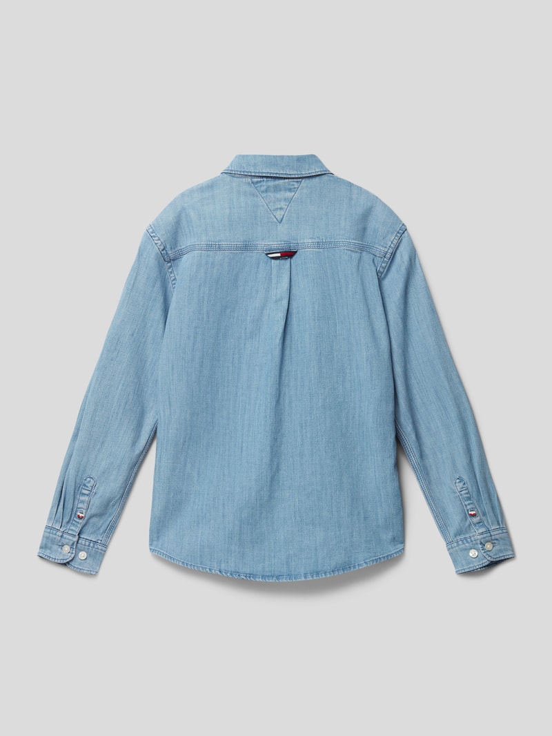 Jeanshemd mit Label-Stitching in blau