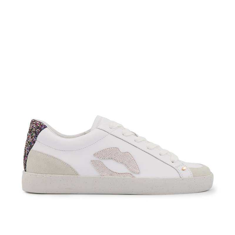 Baskets en cuir Colette blanc rose gold glitter