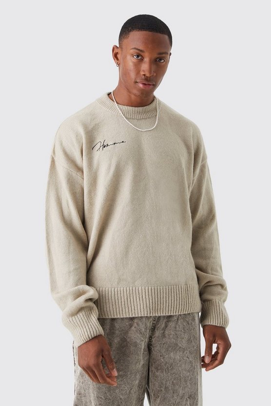Kastiger gerippter Homme Pullover