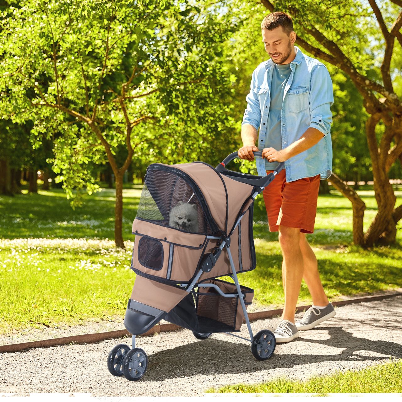 PawHut Hundewagen Hundebuggy Katzenwagen Tierbuggy Pet Stroller Hunde 4 Farben