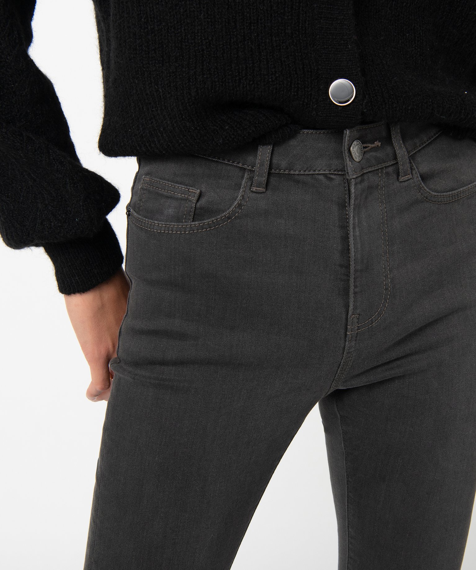 Jean femme coupe Slim taille haute – L30 grey | GEMO