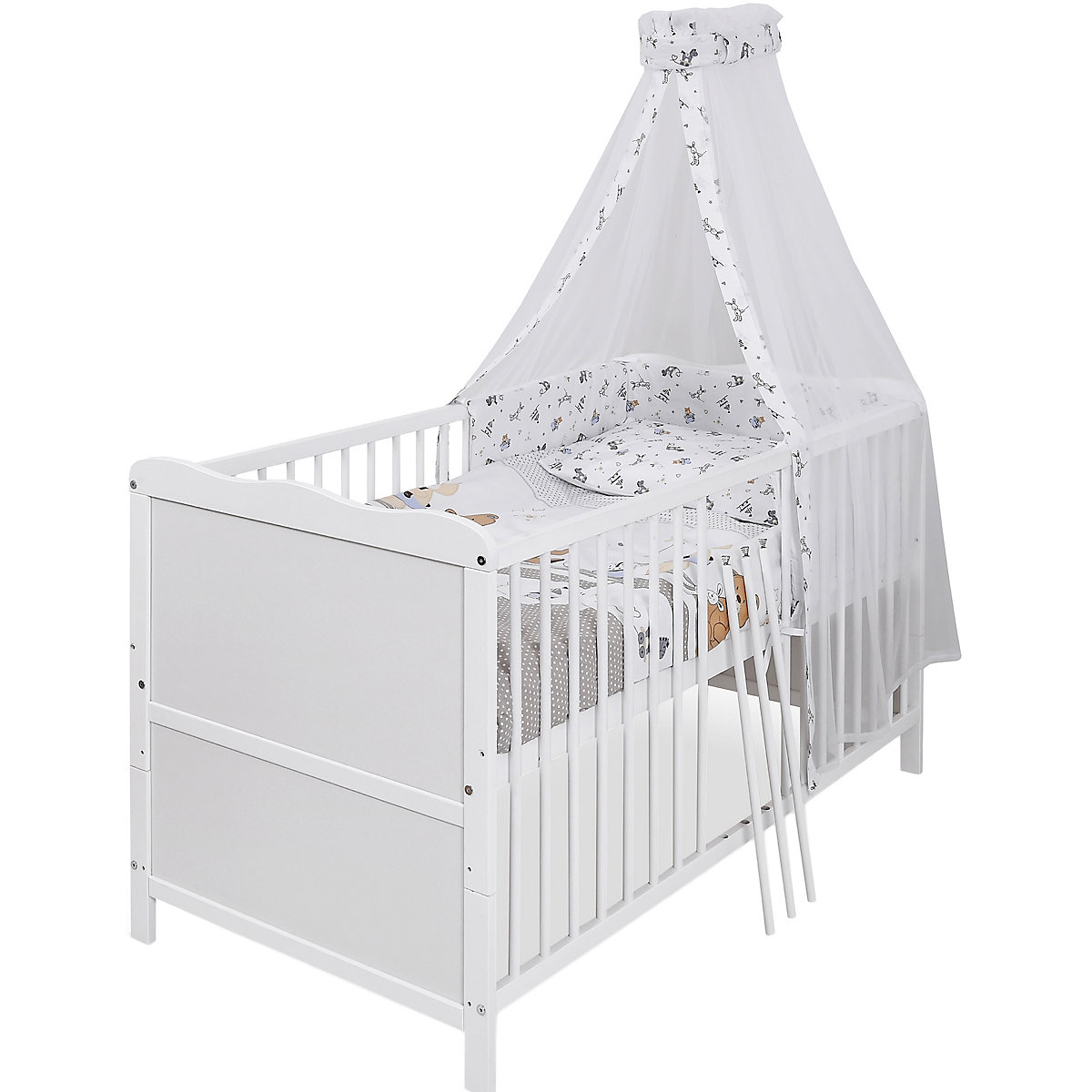 Komplettbett 70 x 140 cm Kleiner Spielbär, Kiefer weiß