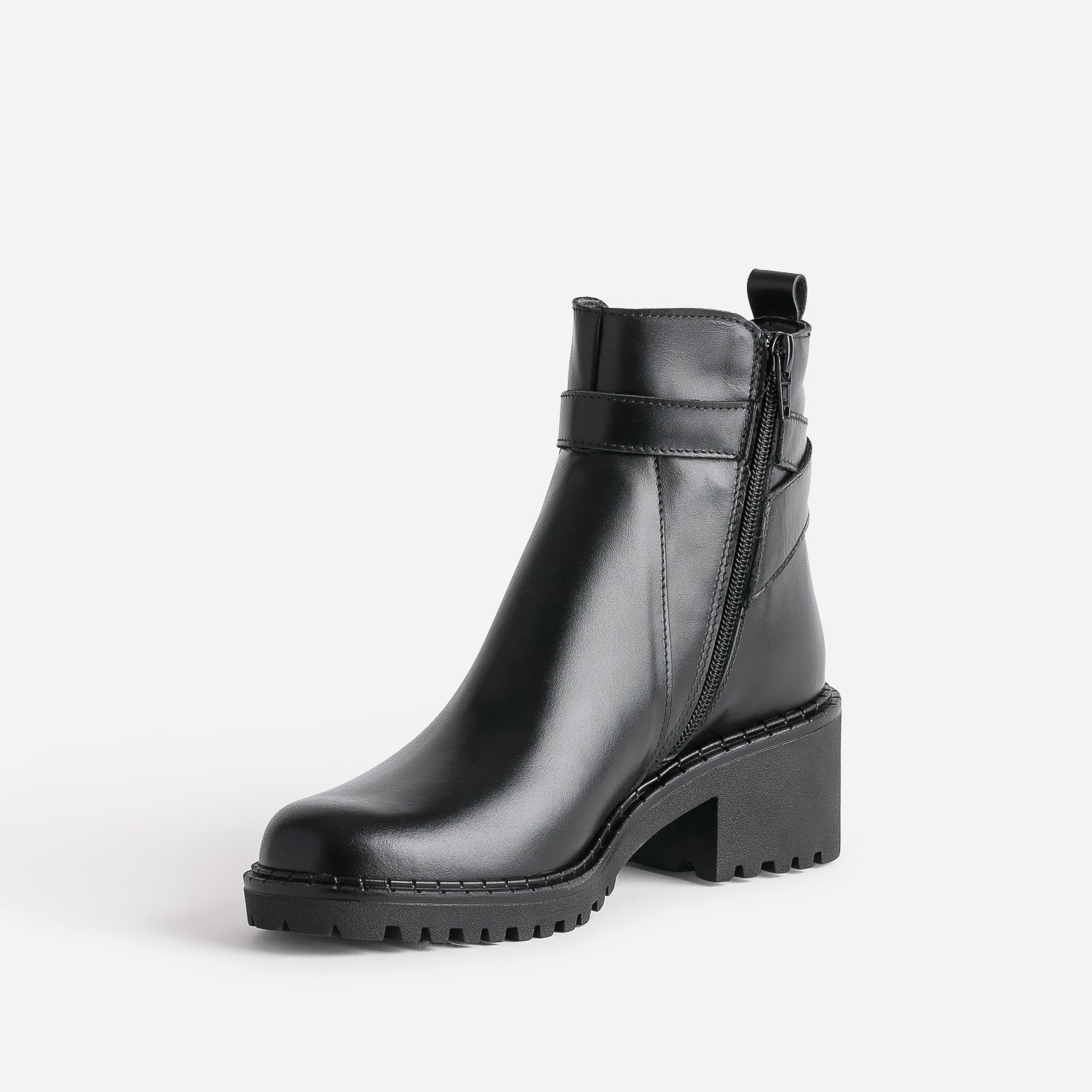 Boots éco-conçu noir cuir à semelle crantée