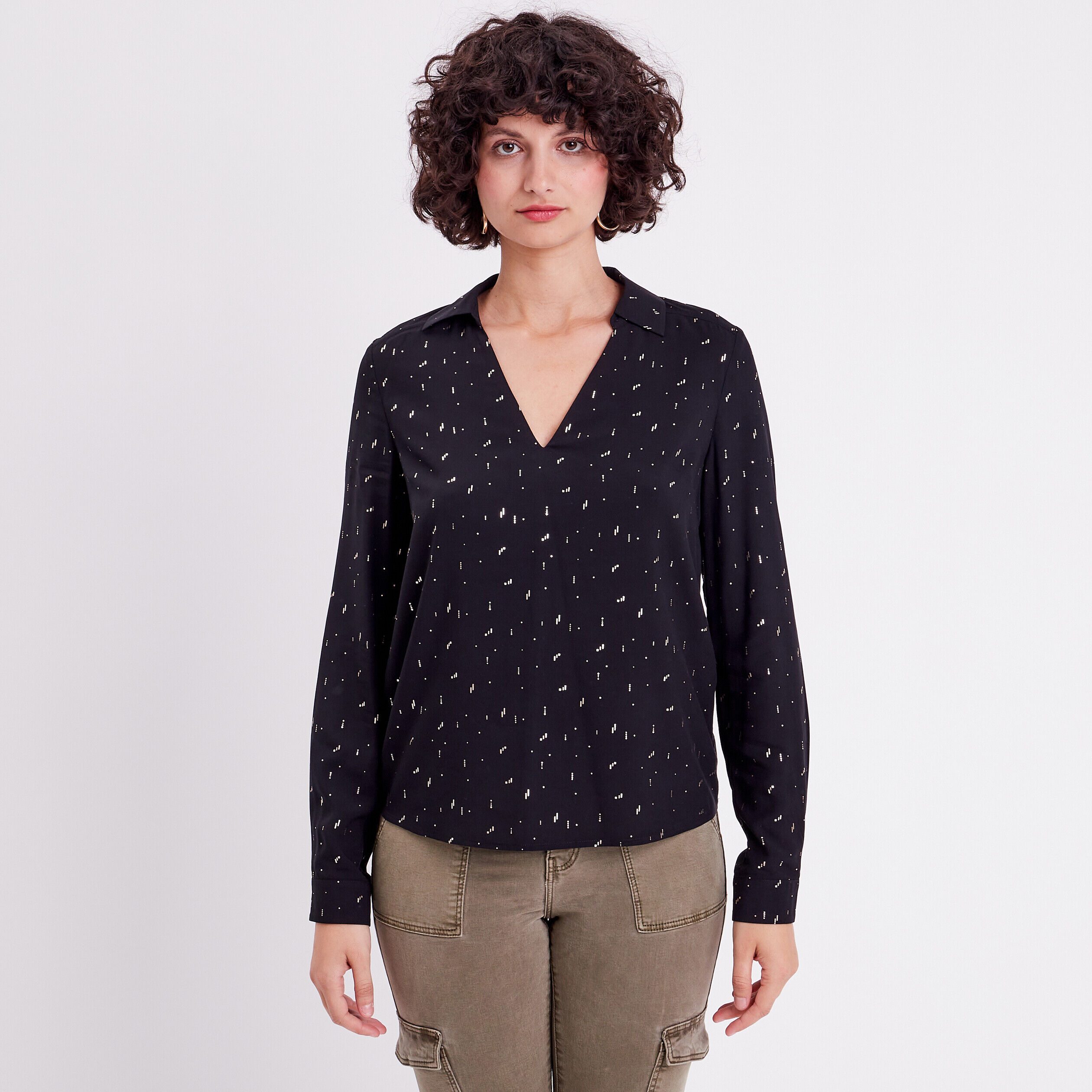 Blouse manches longues noir femme | Cache Cache