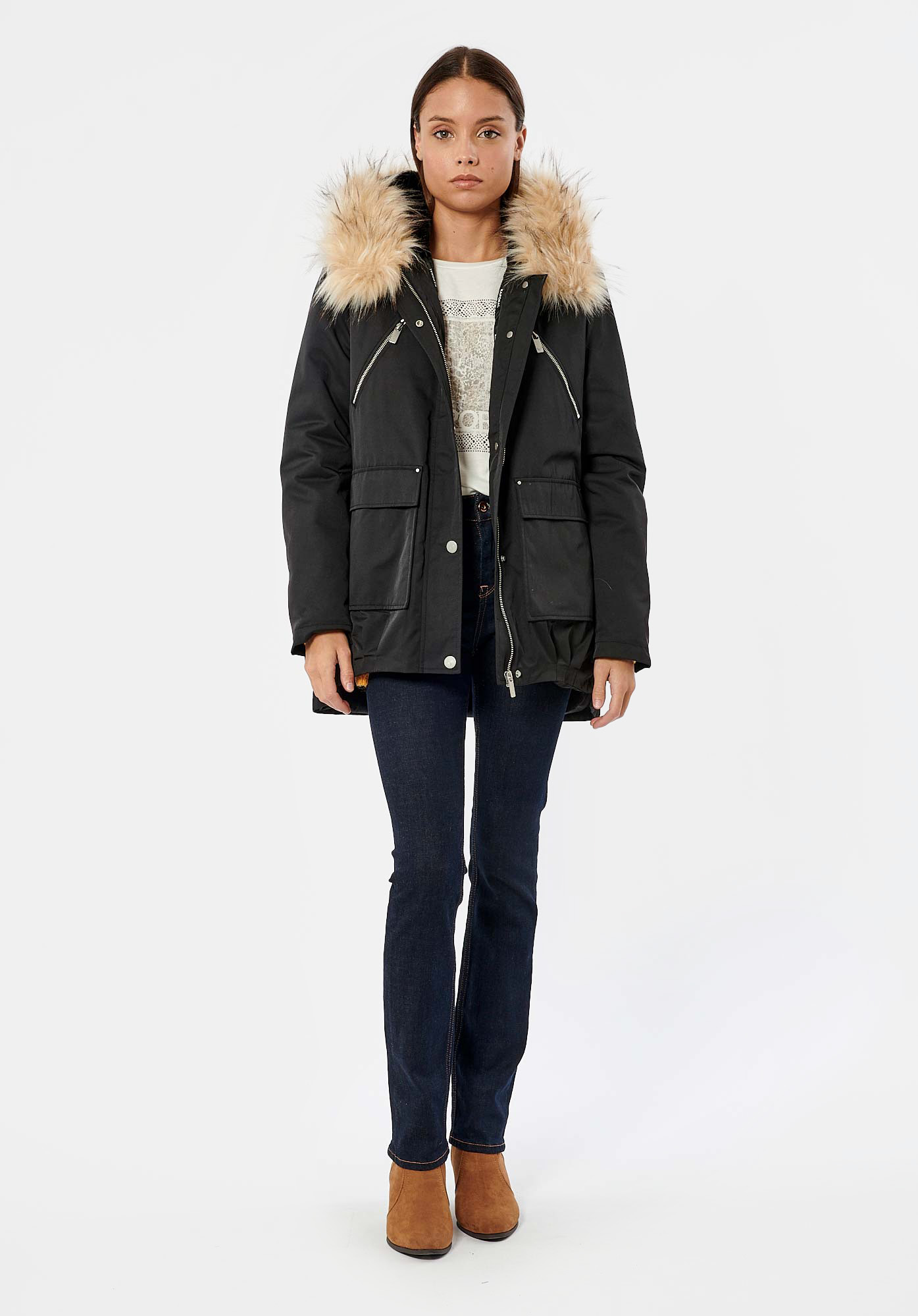 PYTTA  Parka noire femme