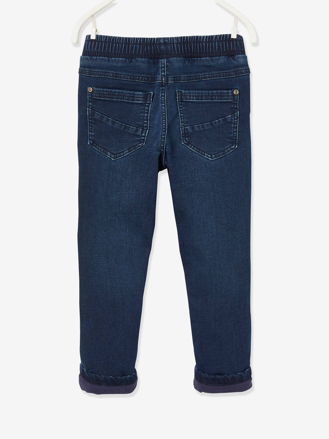 Jean droit doublé facile à enfiler garçon denim blue black