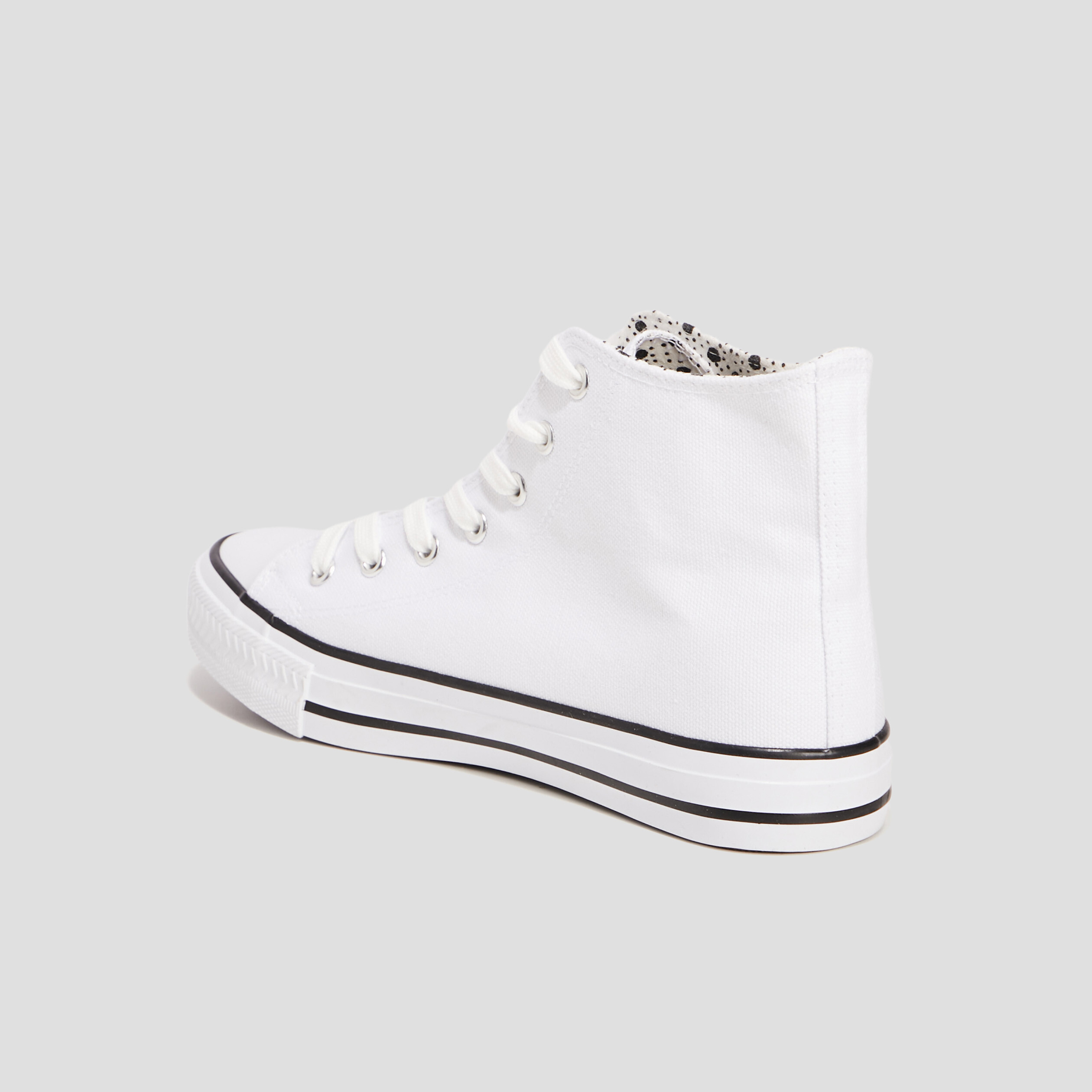 Baskets en toile montantes à lacets blanc femme | La Halle