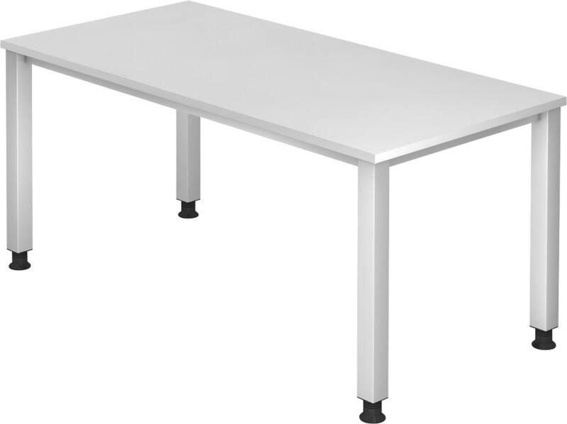 Hammerbacher VQS16/W Q Serie Höhenverstellbarer Schreibtisch Rechteckig Holz Silber 4 Füße 1.600 x 685 mm