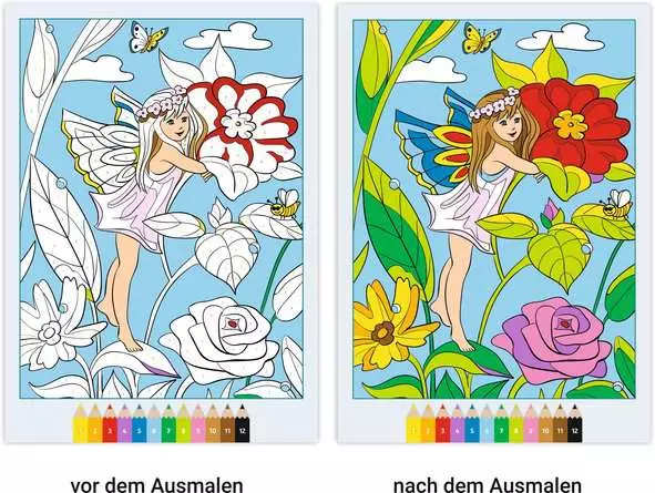CreArt Malen nach Zahlen ab 7: Feen, Elfen, Meerjungfrauen