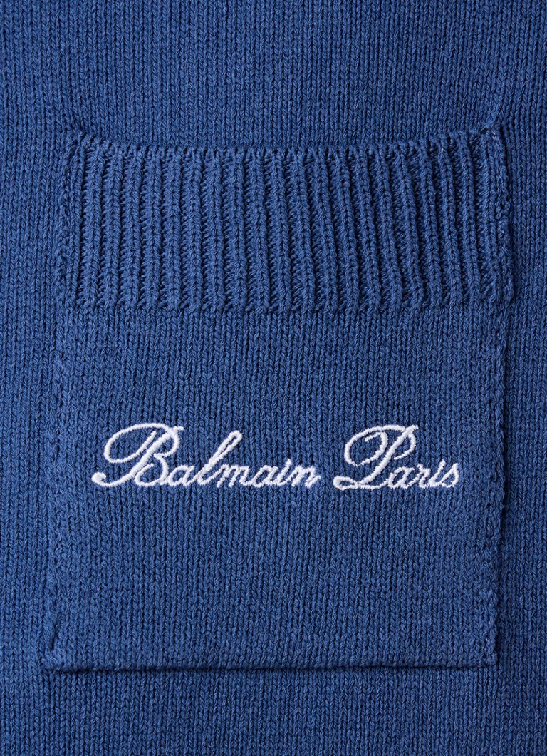 Balmain Fine-knit regular fit polo in lyocell blend with logo embroidery