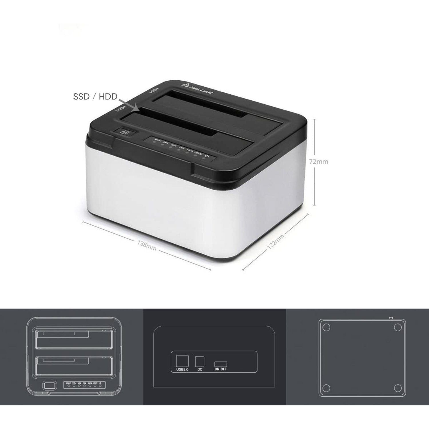 Salcar Festplatten-Dockingstation USB 3.0 Offline Klon Dockingstation