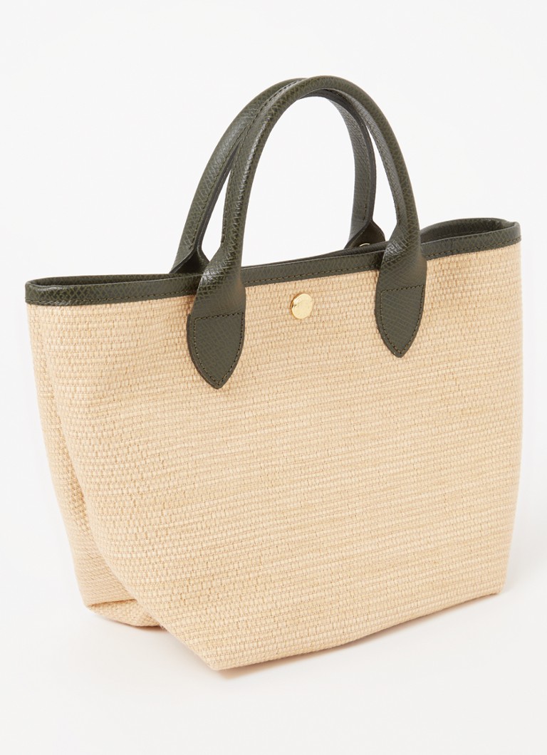 Geantă Longchamp Le Panier Pliage, mărimea S, realizată din pânză cu detalii din piele.