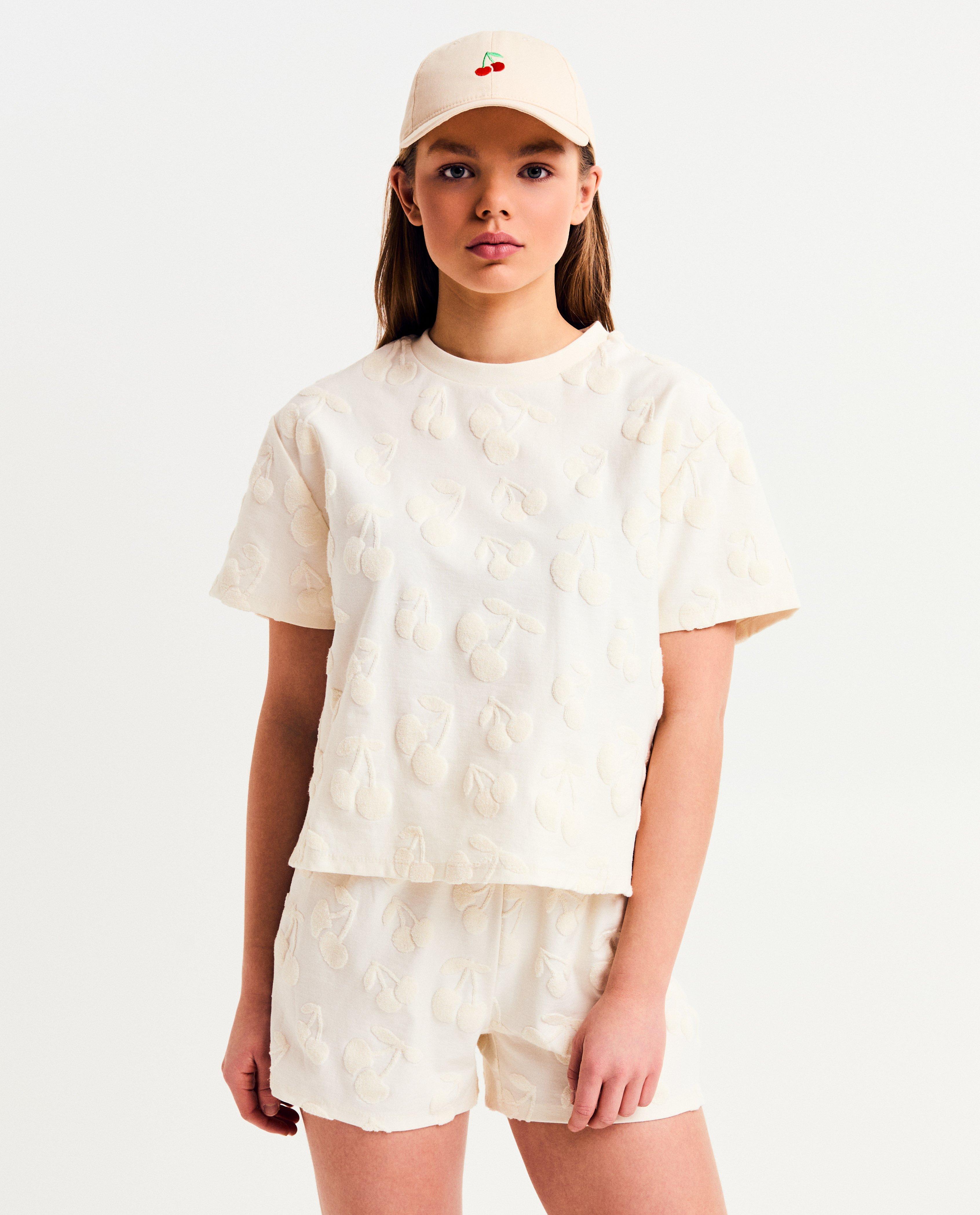 Set de baie Groggy: tricou + pantaloni scurți, XXS-L alb