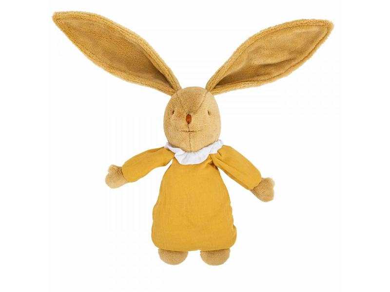 Lapin Doudou Musical - Coton Bio Curry 25Cm