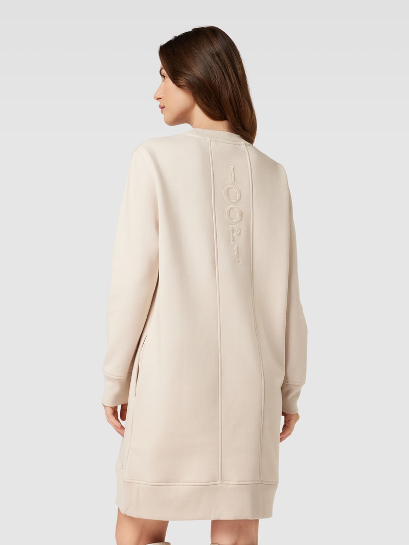 Sweatkleid mit gerippten Abschlüssen in ecru