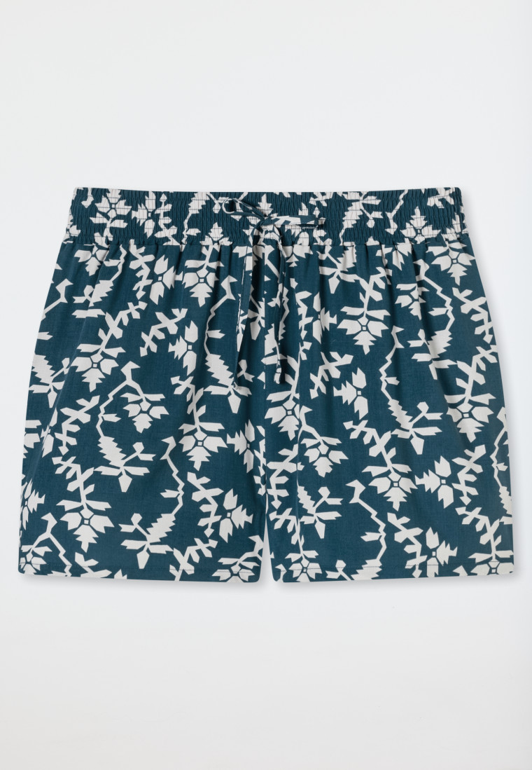 Loungehose kurz Viskose Blumenprint jeansblau - Mix+Relax