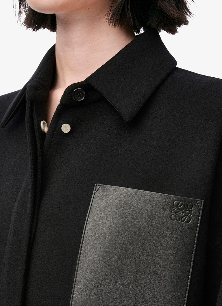 LOEWE Oversized overshirt in cashmere blend with lambskin details