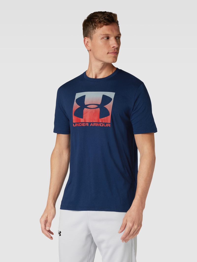 T-Shirt mit Label-Print in marineblau