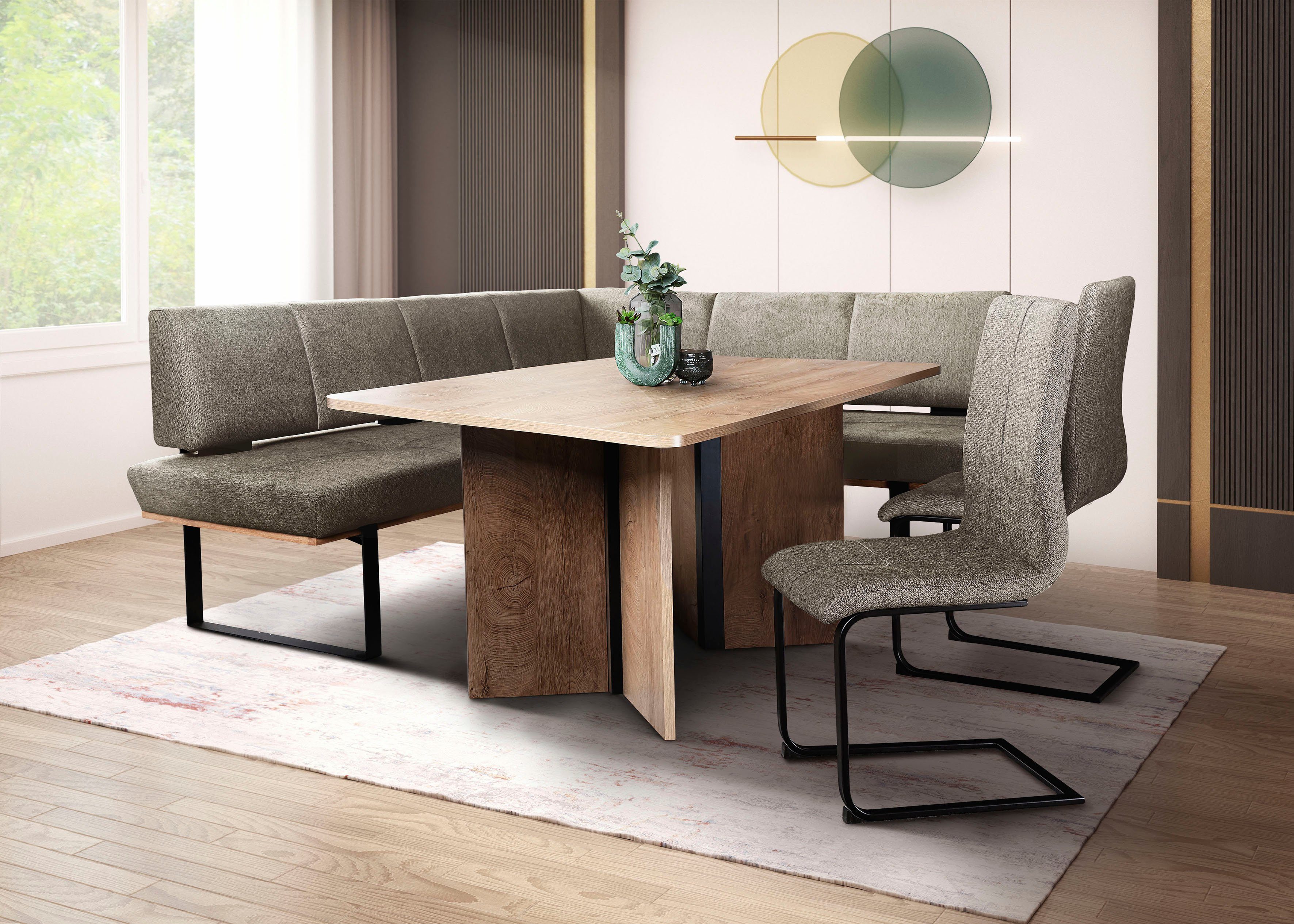 Home affaire Eckbankgruppe Tristan, (Set, 4-tlg), Eckbank mit Wellenunterfederung im Sitz