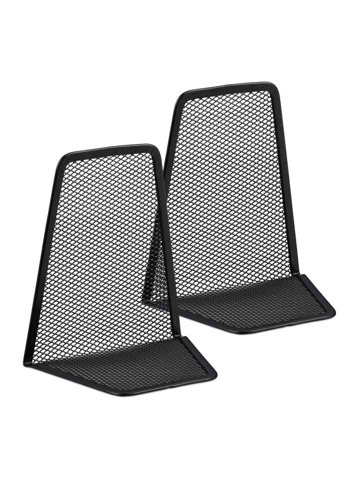 relaxdays 2x Buchstütze in Schwarz - (B)12,5x (H)14,5 x (T)9 cm günstig kaufen onesize