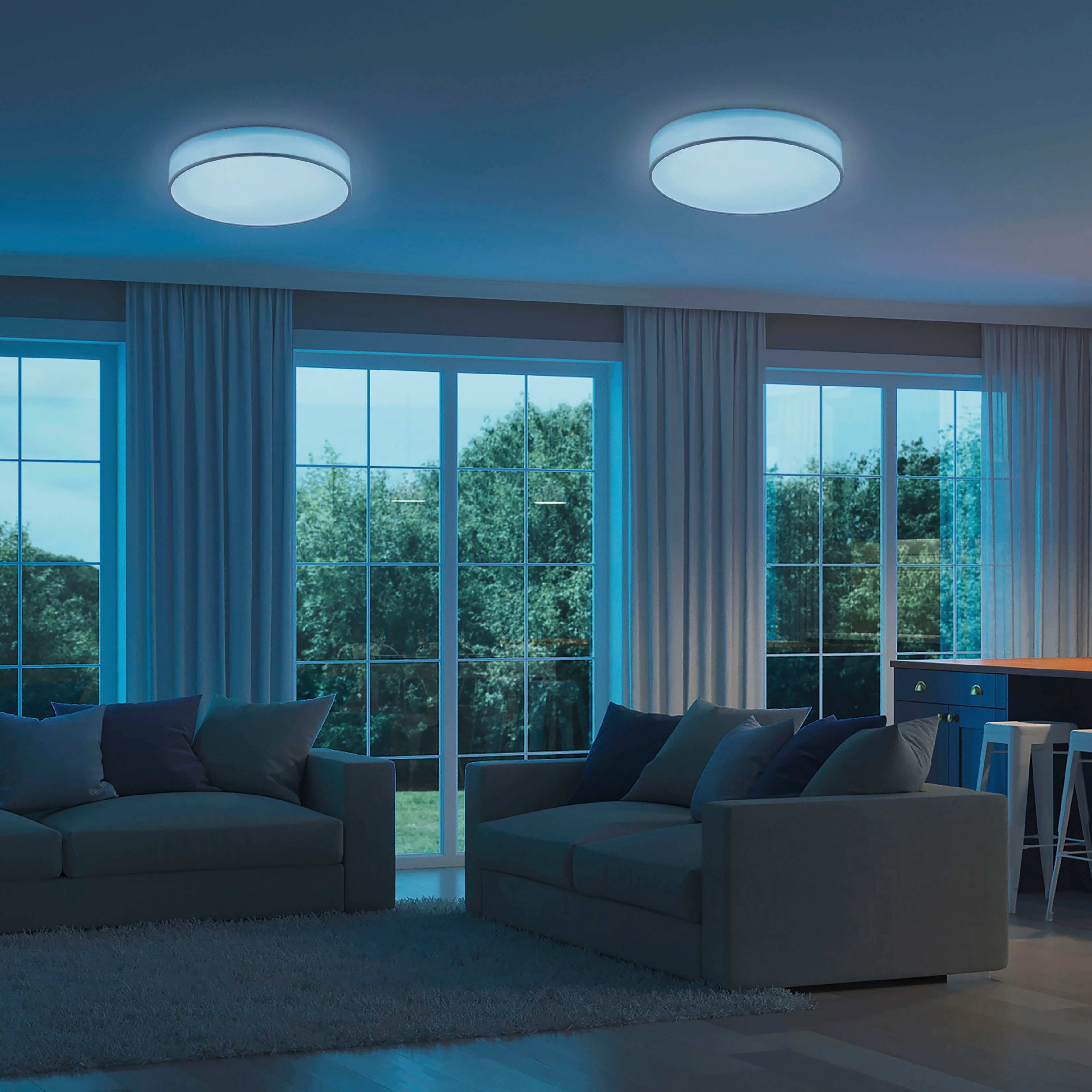 TRIO Leuchten LED Deckenleuchte DIAMO, Dimmfunktion, Farbsteuerung, Farbwechsel, Smart Home, LED fest integriert, Neutralweiß, Warmweiß, Mit WiZ-Technologie für eine moderne Smart Home Lösung