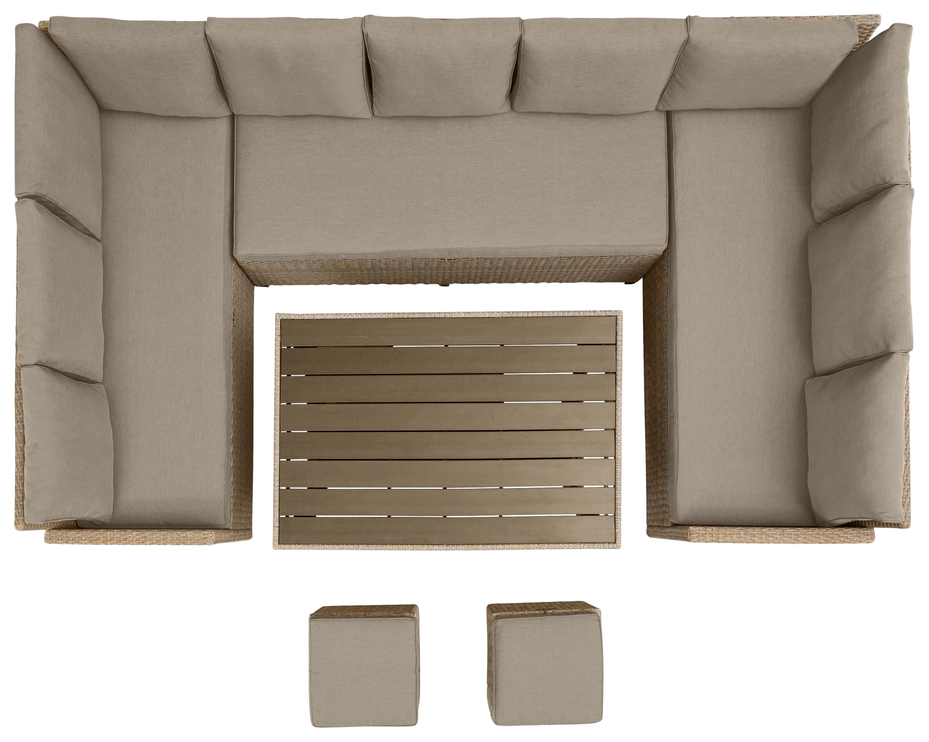 KONIFERA Gartenlounge-Set Rotterdam, (20-tlg), 3 Sofas, 2 Hocker, Tisch 120x82 cm, Polyrattan