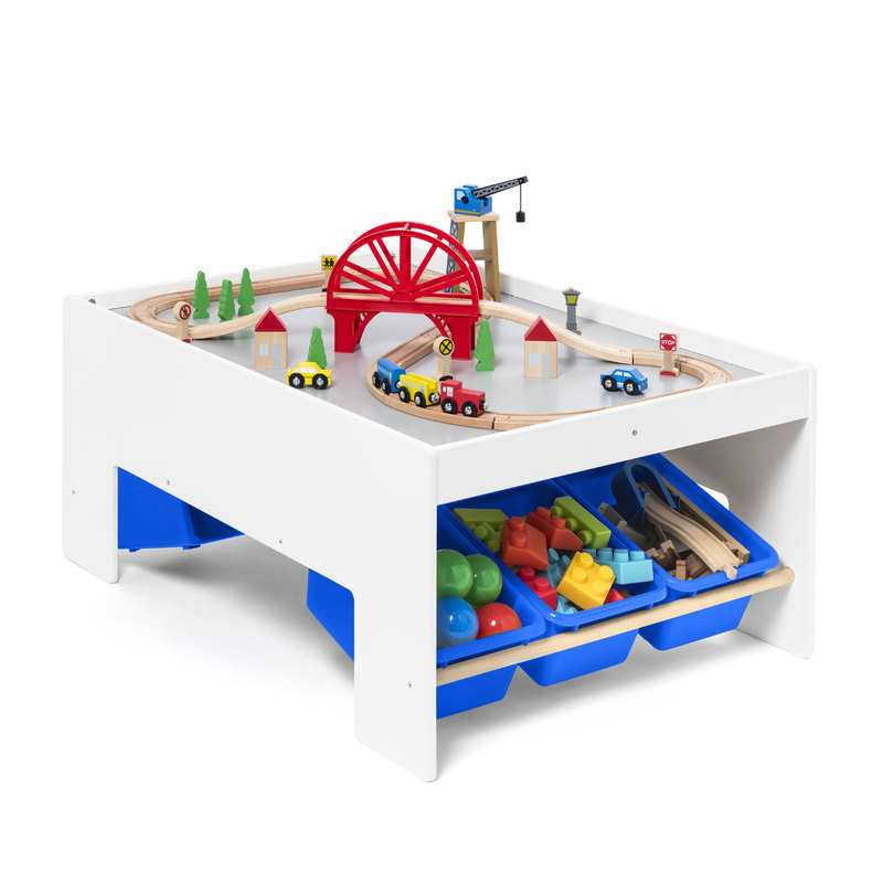 Table de train et 6 bacs bleus Oxybul
