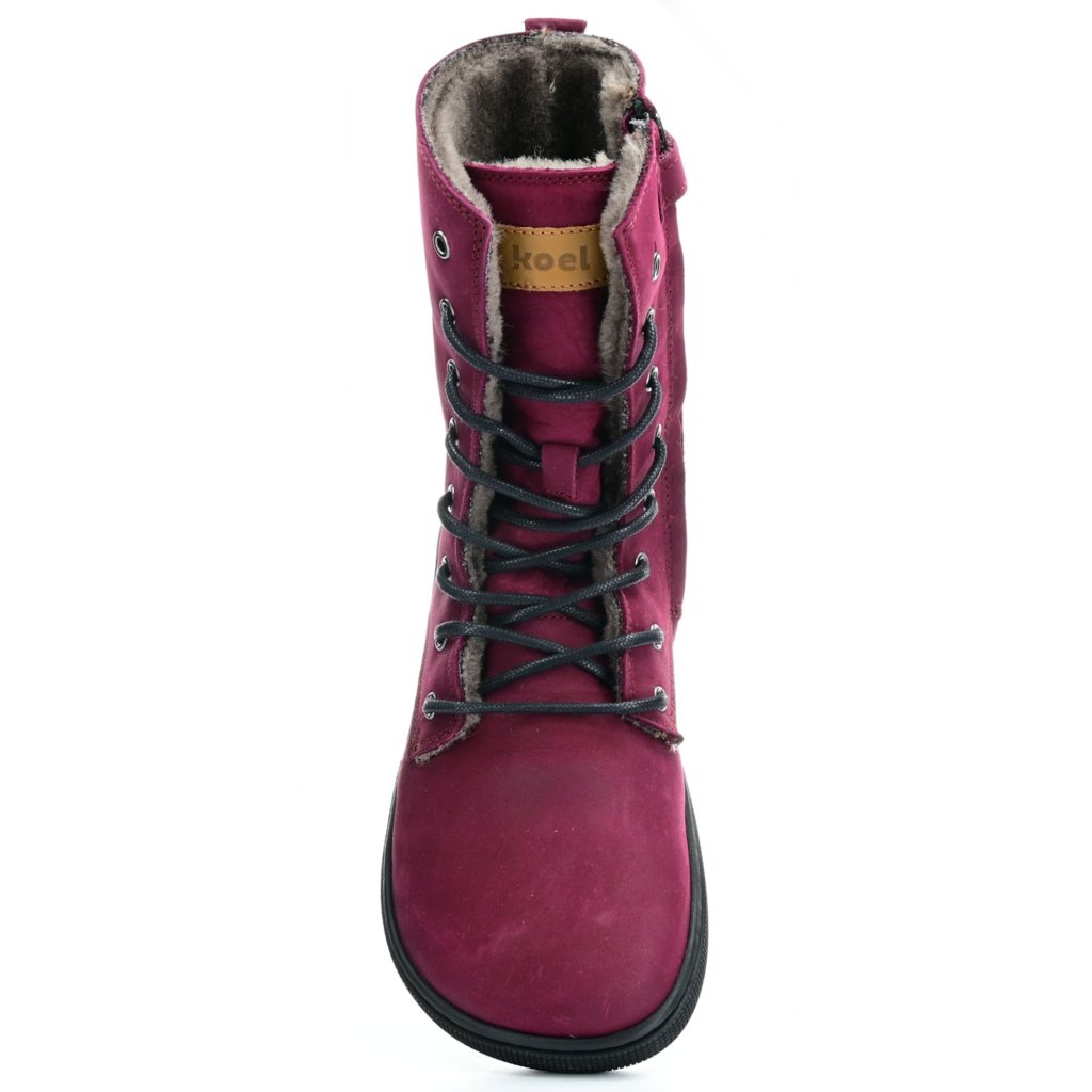 Koel Lady Faro Bordo Lambswool weinrote Winterbarfußschuhe